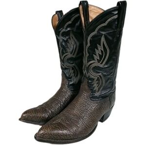 Vintage Tony Lama Cowboy Boots Men's 9.5 EE Shrunken Gray Black 6252